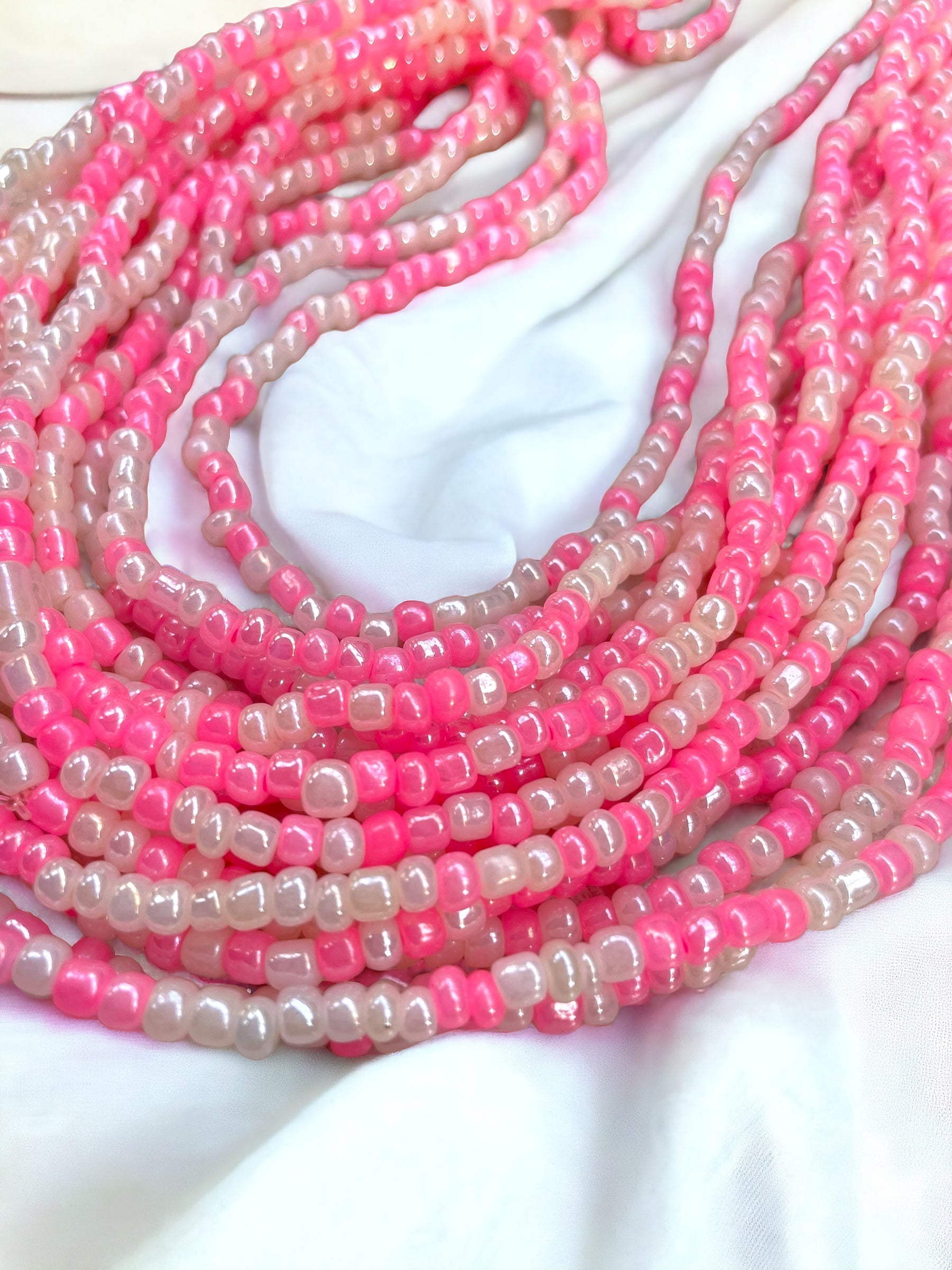 Pink and white waist beads sale