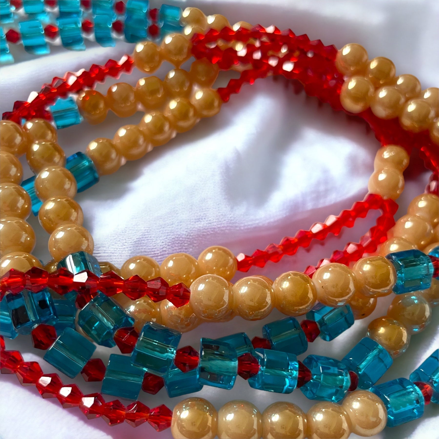 Double Strand Waist Bead - Red