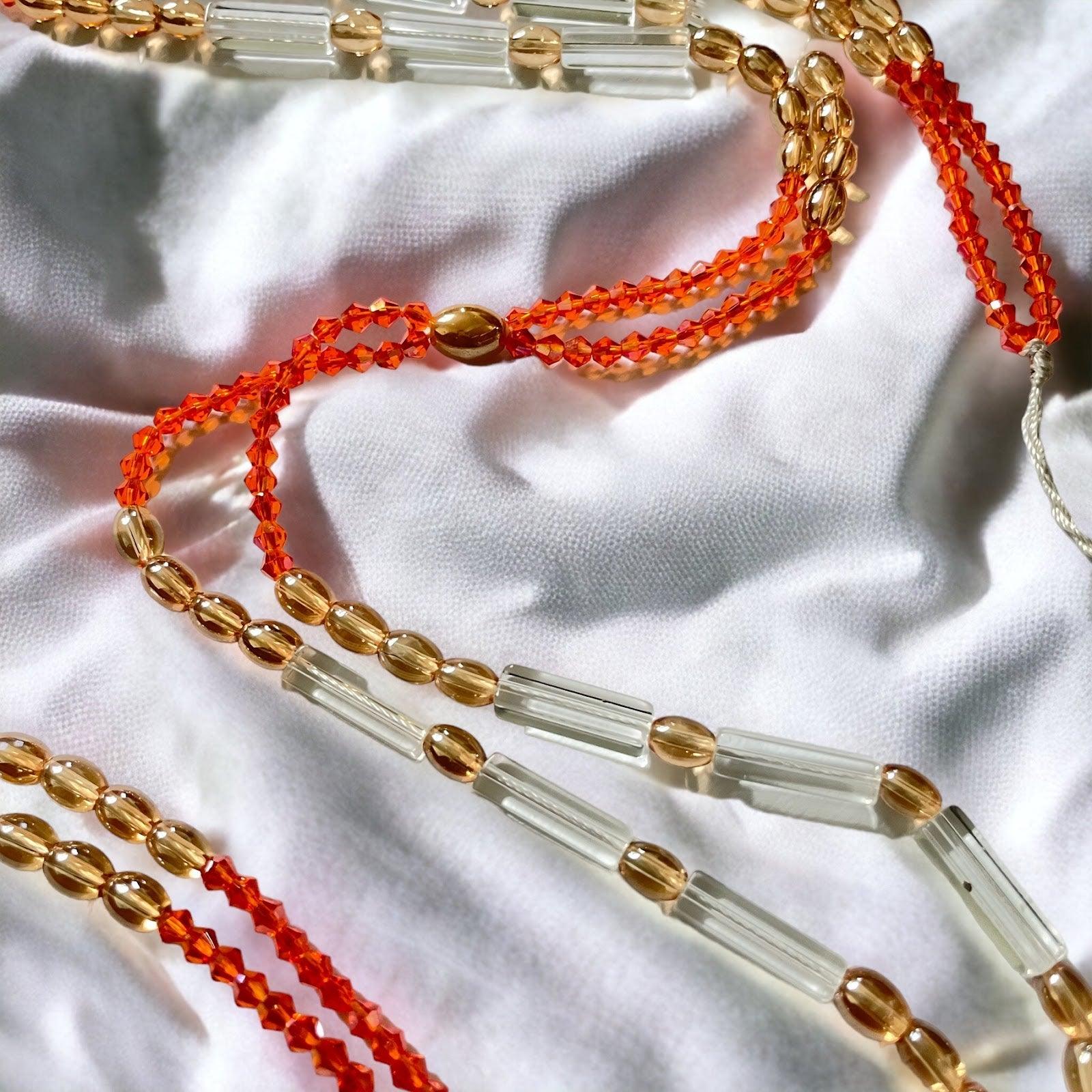 Double Strand Waist Bead - orange