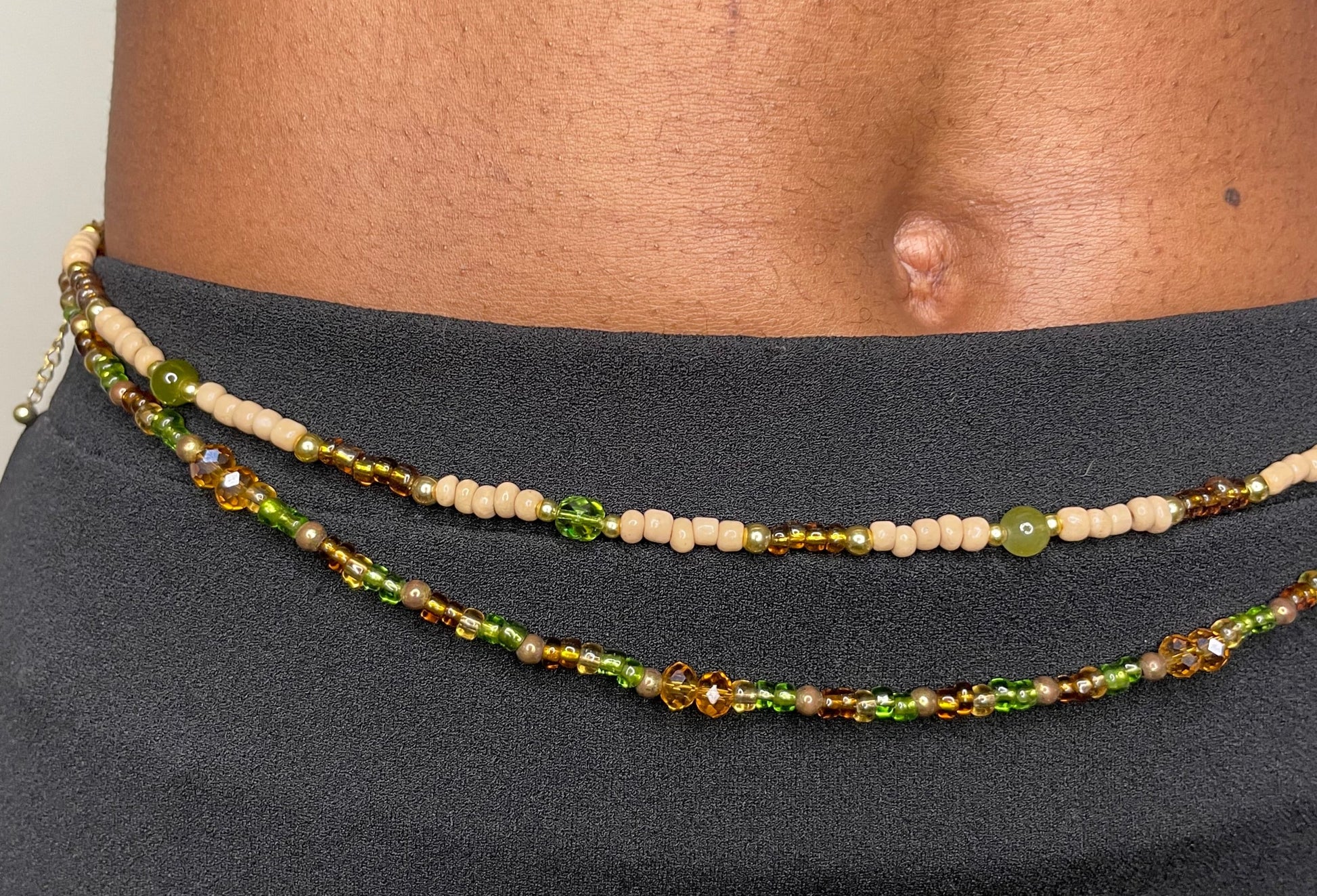 Beaded Belly Chain - Green & Brown