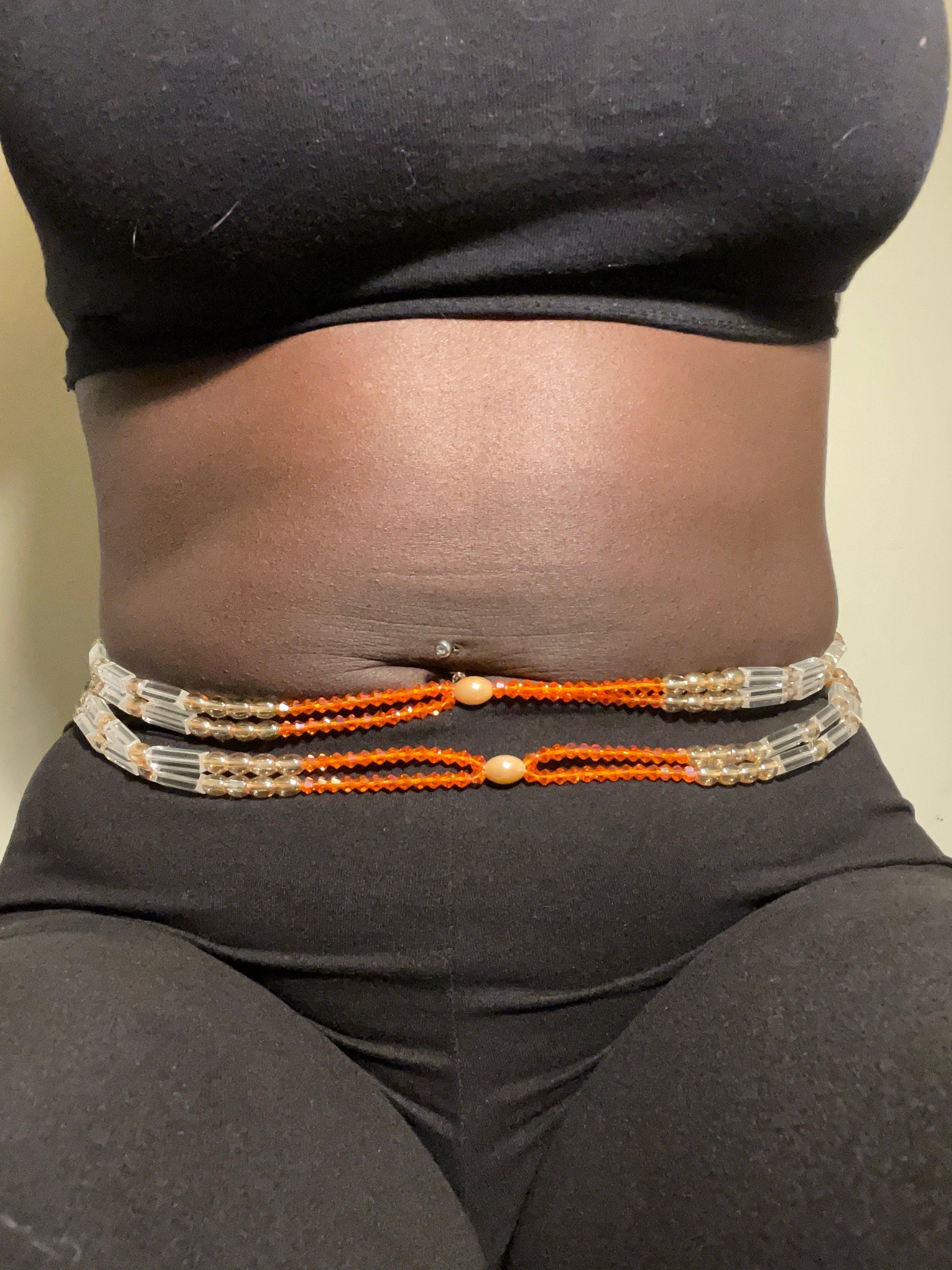 Double Strand Waist Bead - orange