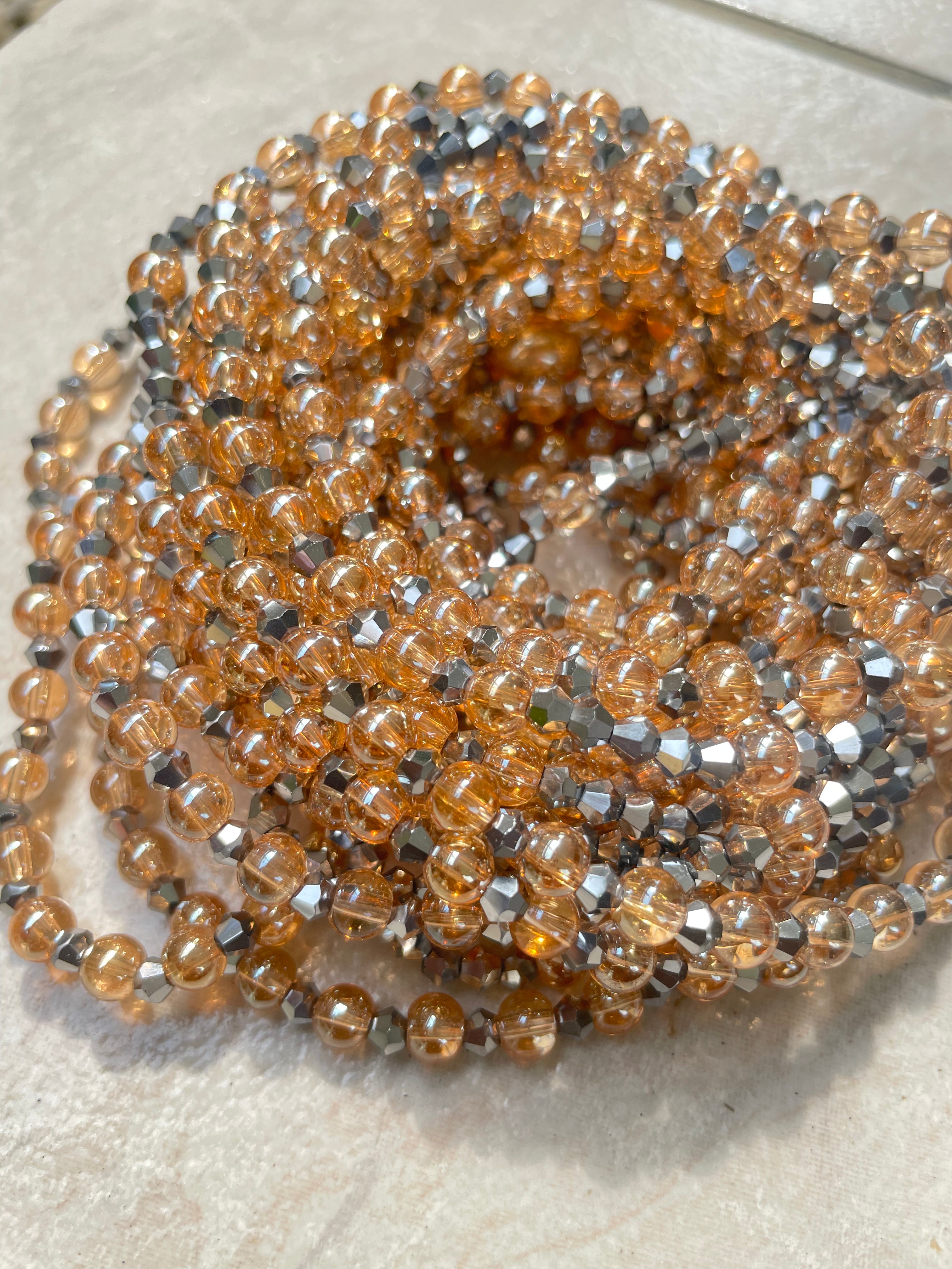 Double Strand Elastic Waist Bead - Silver