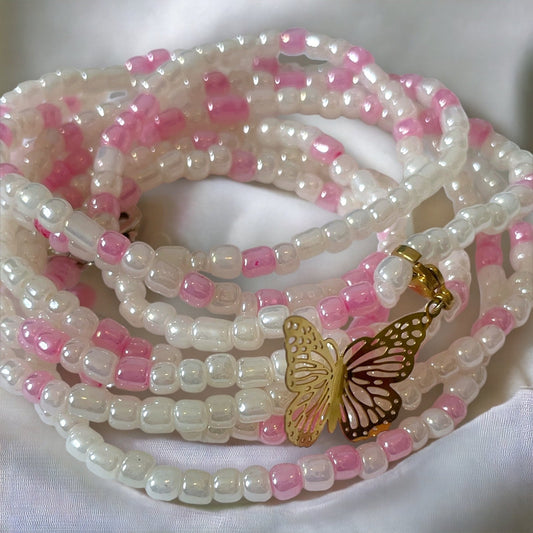 Elastic Waist Bead - Pink & White