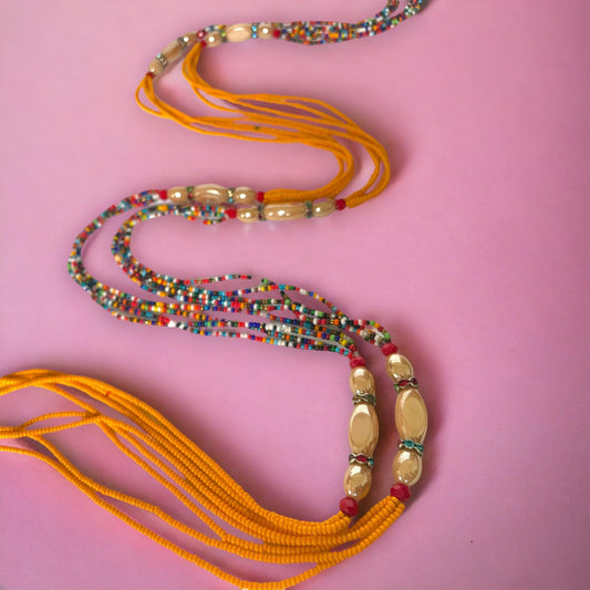 multi-strand waist bead - orange